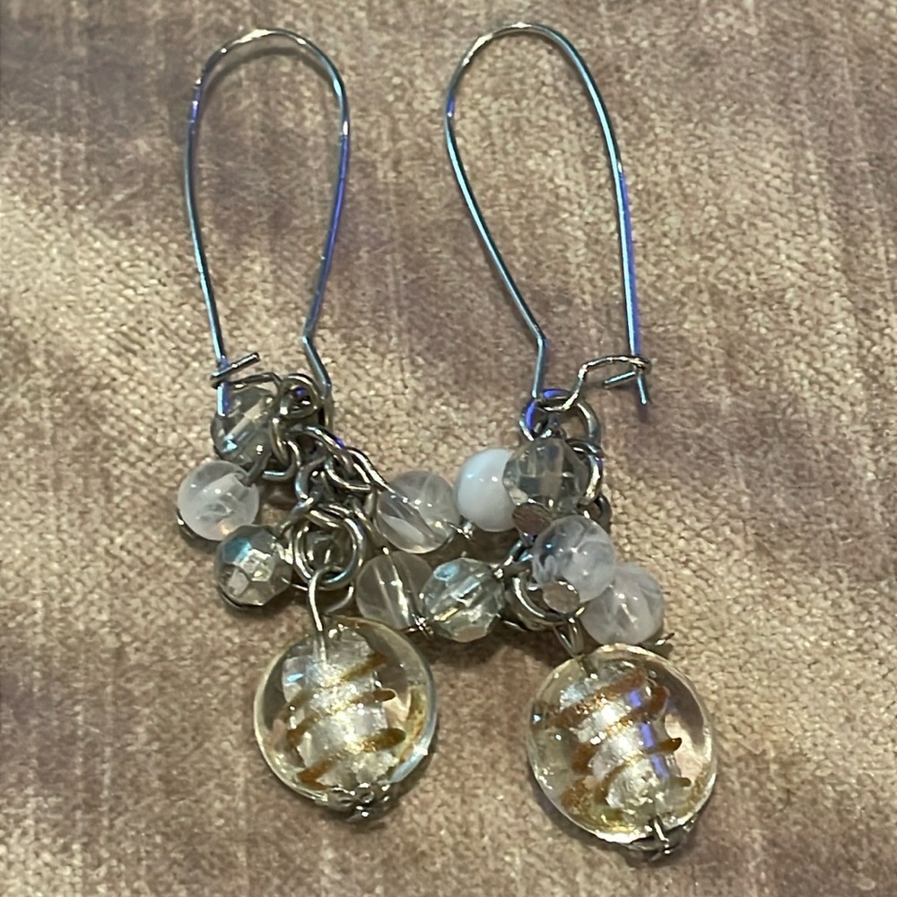 Glass Dangle Earrings Venetian Style